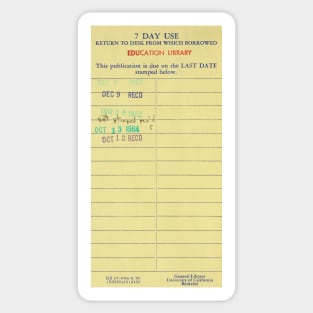 Vintage Library Checkout Card Sticker